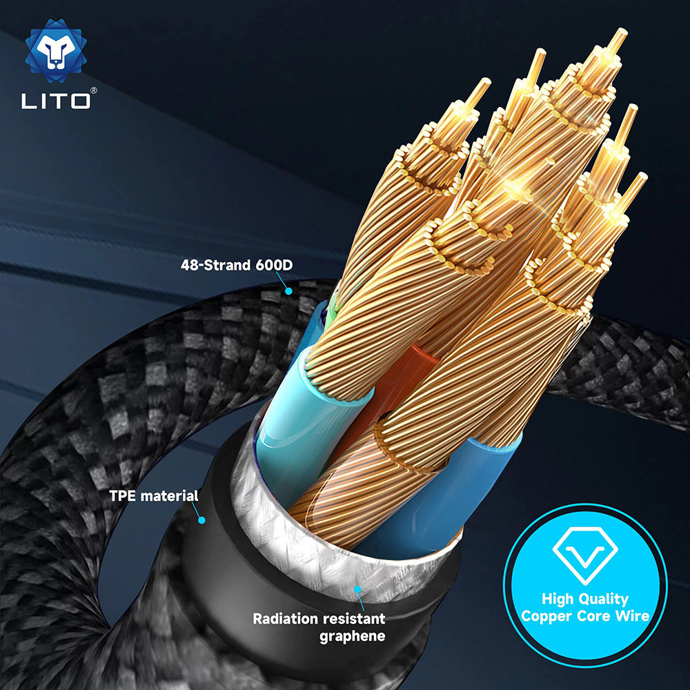 USB-C to Lightning Data and Charging Cable Lito LD09CC Display, 100W, 1.2m, Black