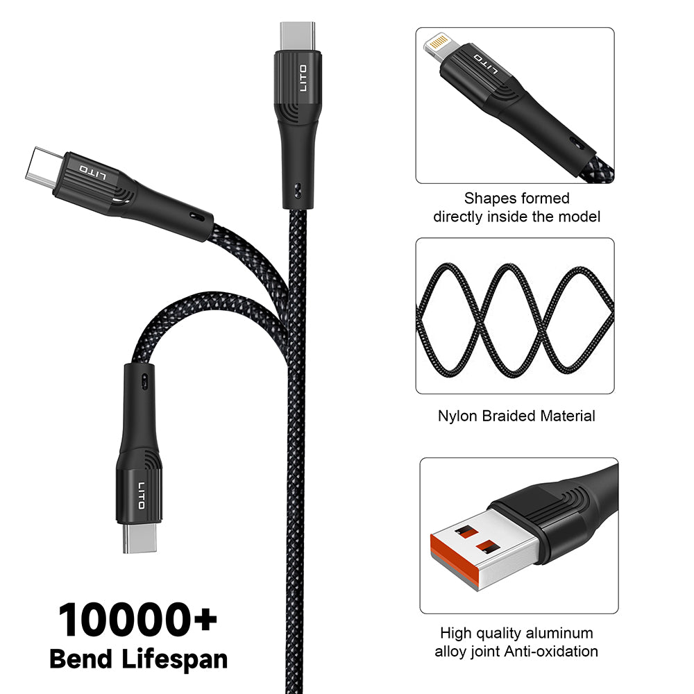 Daten- und Ladekabel USB-C - Lightning Lito LD14CL, 30W, 1m, Schwarz
