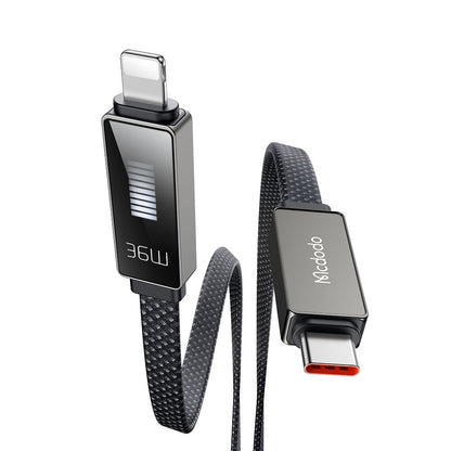 USB-C - Lightning McDodo CA-4960 Rythm Display Daten- und Ladekabel, 36W, 1.2m, Schwarz