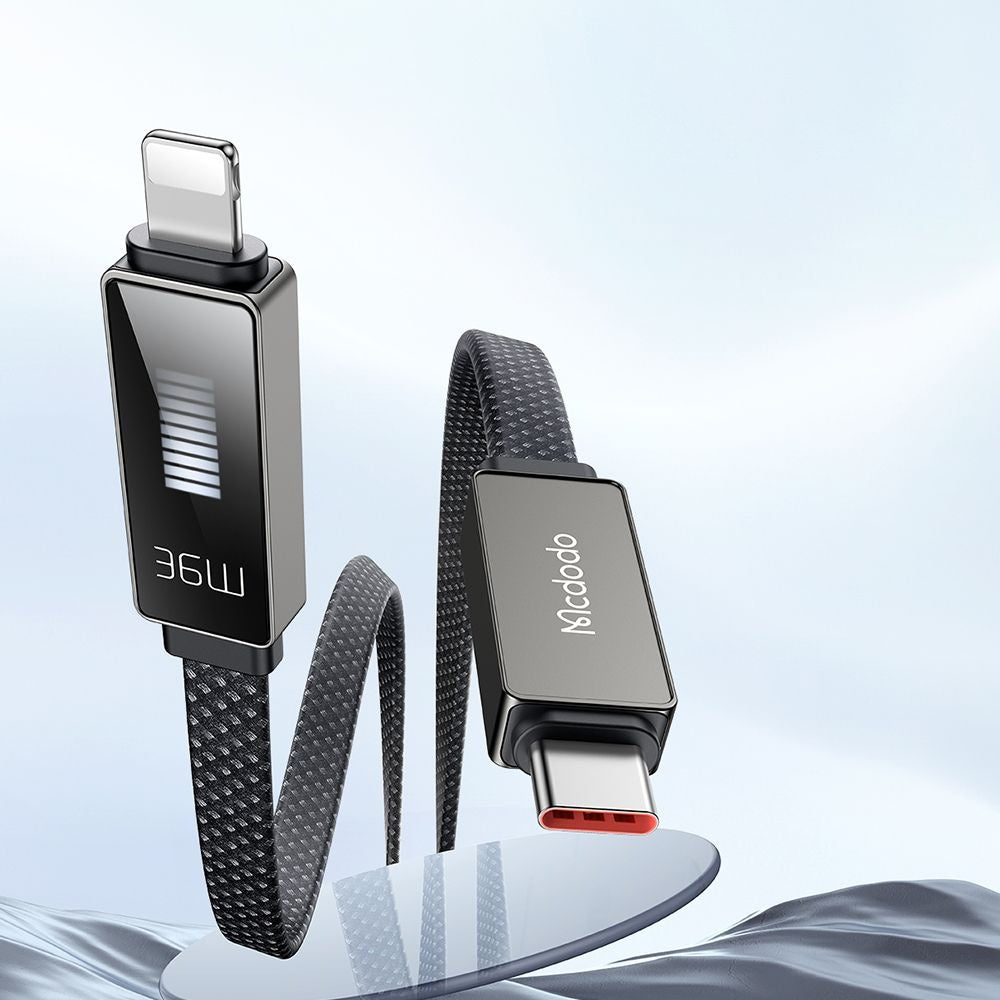 USB-C - Lightning McDodo CA-4960 Rythm Display Daten- und Ladekabel, 36W, 1.2m, Schwarz