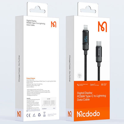 Daten- und Ladekabel USB-C - Lightning McDodo CA-5210 Bat Display, 36W, 1.2m, Schwarz