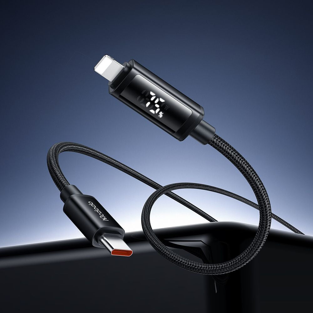 USB-C - Lightning McDodo CA-7990 Display Daten- und Ladekabel, 36W, 1.2m, Schwarz