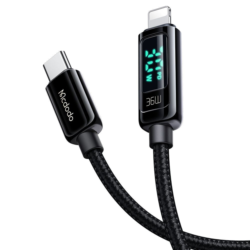 USB-C - Lightning Lade- und Datenkabel McDodo CA-8810 Display, 36W, 1.2m, Schwarz