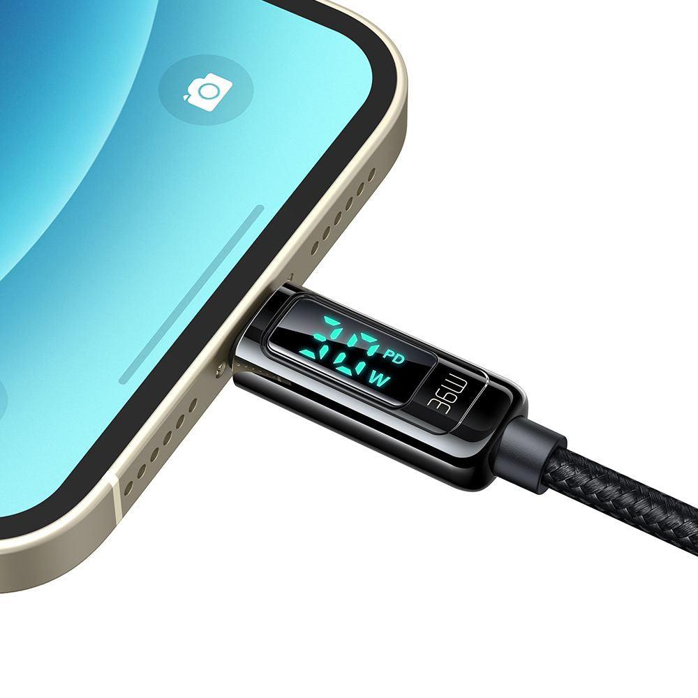 USB-C - Lightning Lade- und Datenkabel McDodo CA-8810 Display, 36W, 1.2m, Schwarz