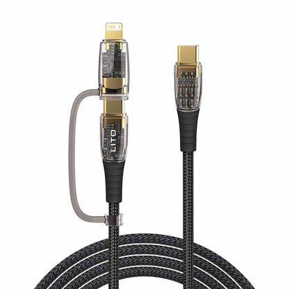 USB-C - Lightning / USB-C Lito LD12 Data and Charging Cable, 60W, 1.2m, Black