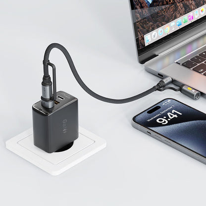 Cavo Dati e Ricarica USB-C / USB-A - USB-C / Accendisigari Elettrico Acefast J6, 60W, 1.2m, Nero