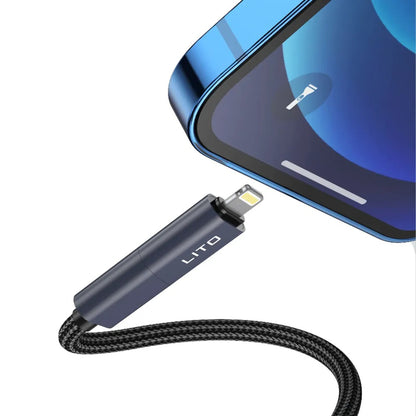 Daten- und Ladekabel USB-C / USB-A - USB-C / Lightning Lito LD21, 100W, 1m, Schwarz