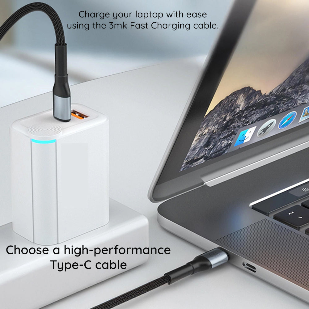 Câble de Données et de Charge USB-C - USB-C 3MK Hyper Thunderbolt 4, 240W, 1m, Noir