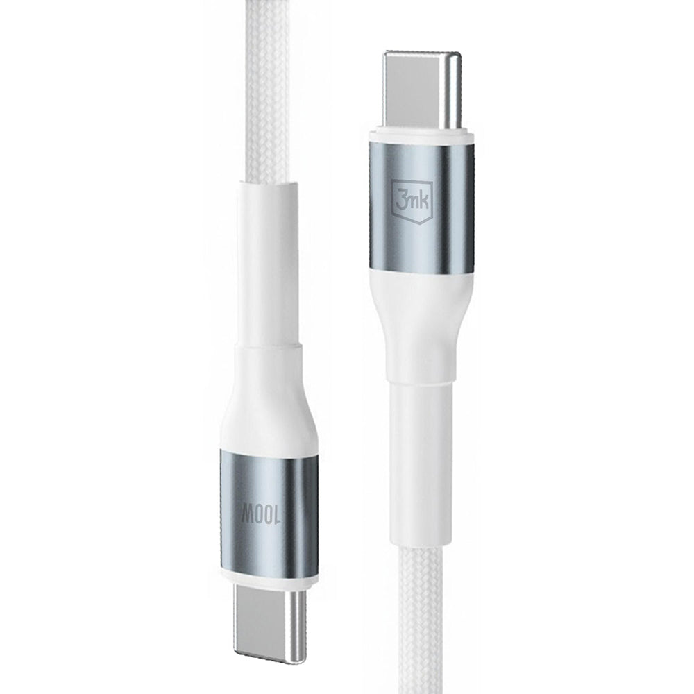 Câble de données et de charge USB-C - USB-C 3MK Hyper N, 100W, 2m, Blanc