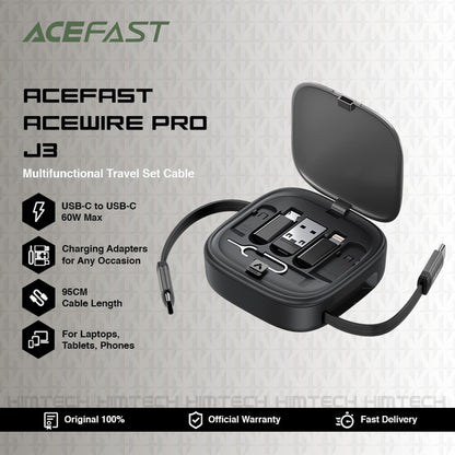 Cavo Dati e Ricarica USB-C - USB-C Acefast Travel J3, 60W, 0.95m, Nero