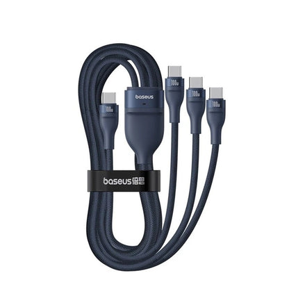 Câble de Chargement USB-C - 3 x USB-C Baseus Flash Series III 3en1, 100W, 1.5m, Bleu P10377503321-00