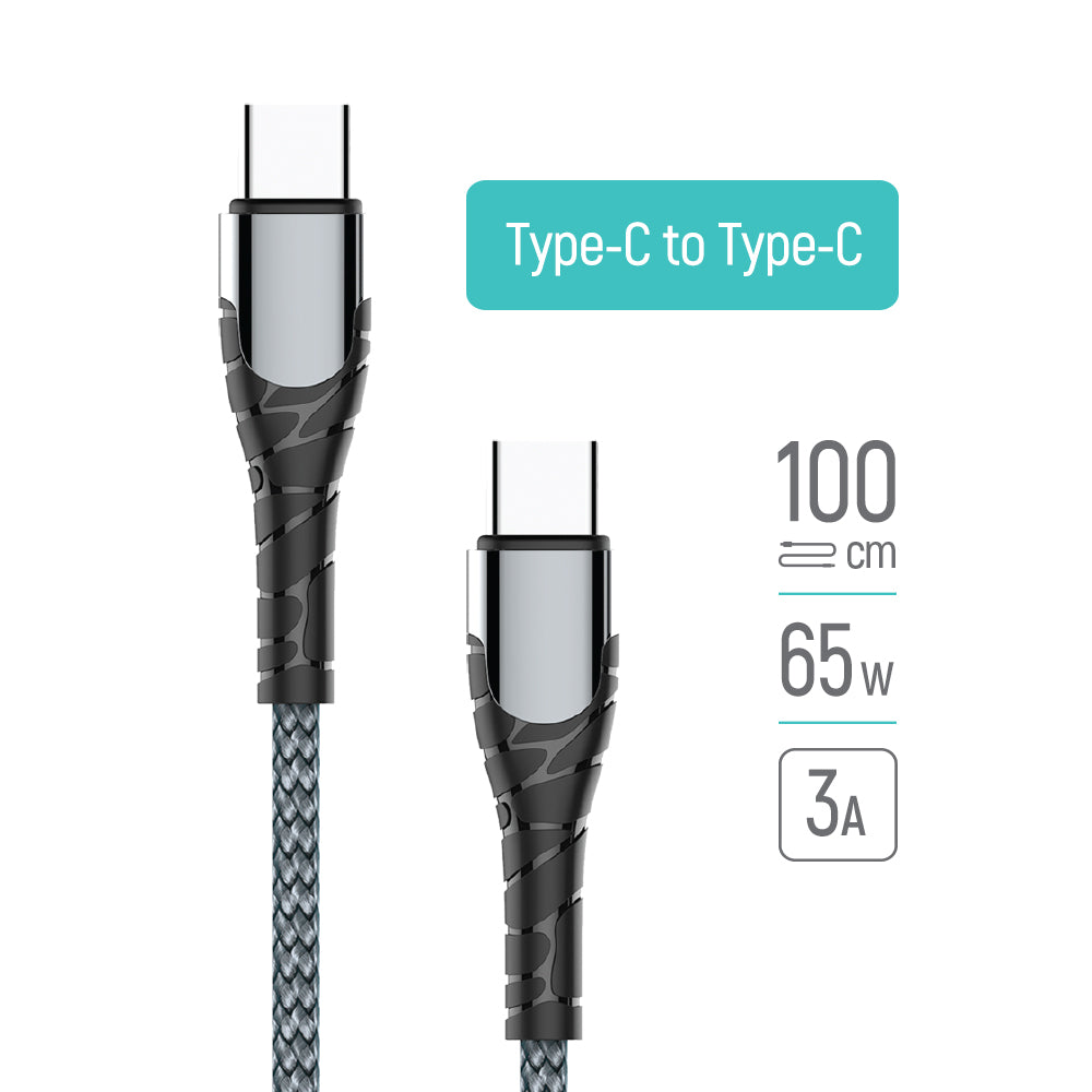 Cavo Dati e Ricarica USB-C - USB-C ColorWay CW-CBPDCC040, 65W, 1m, Grigio