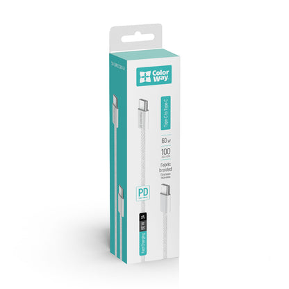 Daten- und Ladekabel USB-C - USB-C ColorWay CW-CBPDCC061, 60W, 1m, Grau
