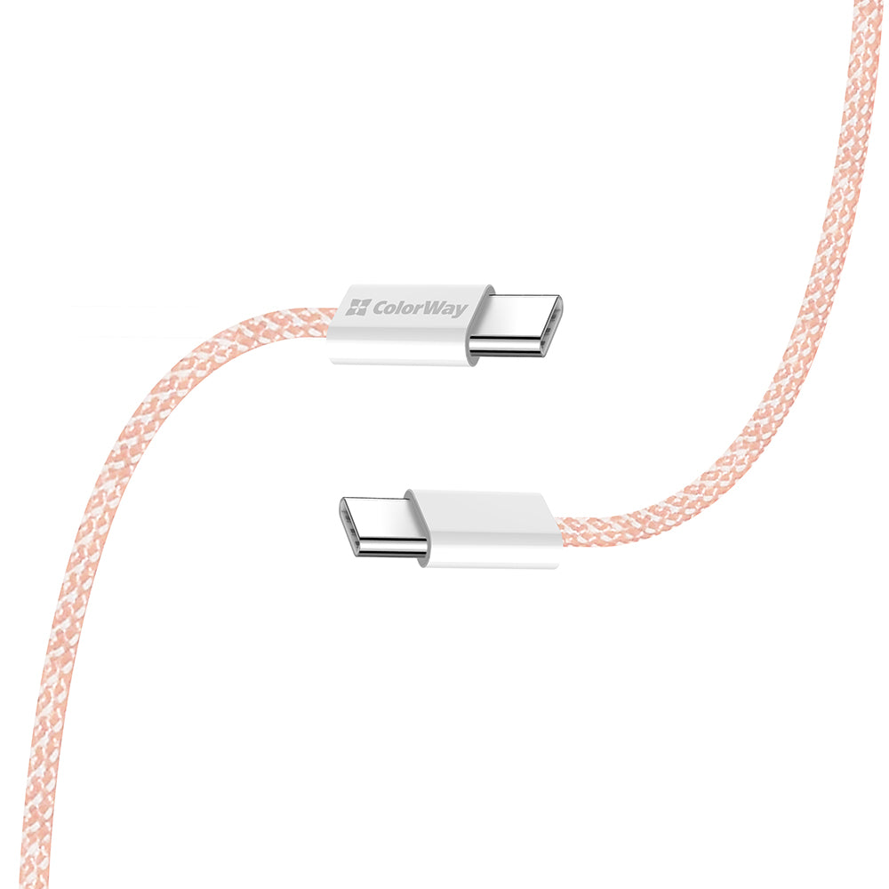 Câble de Données et de Charge USB-C - USB-C ColorWay CW-CBPDCC061, 60W, 1m, Rose