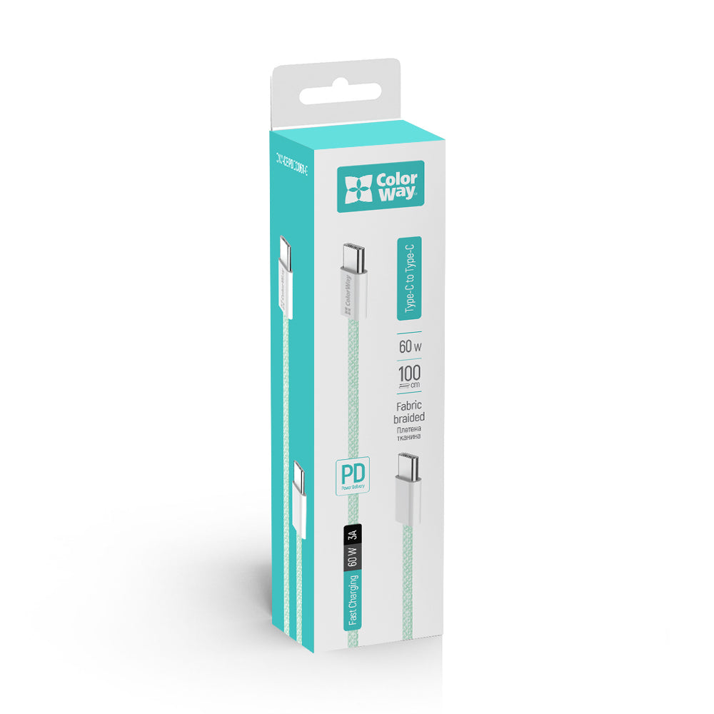 Cavo Dati e Ricarica USB-C - USB-C ColorWay CW-CBPDCC061, 60W, 1m, Verde