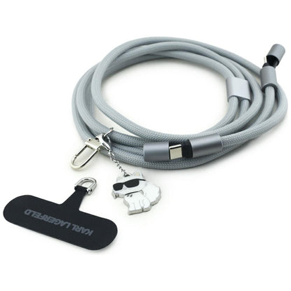 USB-C Daten- und Ladekabel - USB-C Karl Lagerfeld Choupette Charm, 100W, 1,5m, Grau