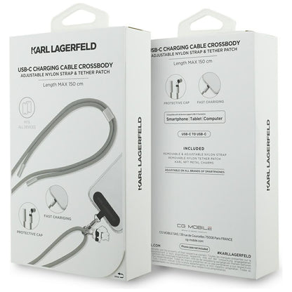 USB-C Daten- und Ladekabel - USB-C Karl Lagerfeld Choupette Charm, 100W, 1,5m, Grau