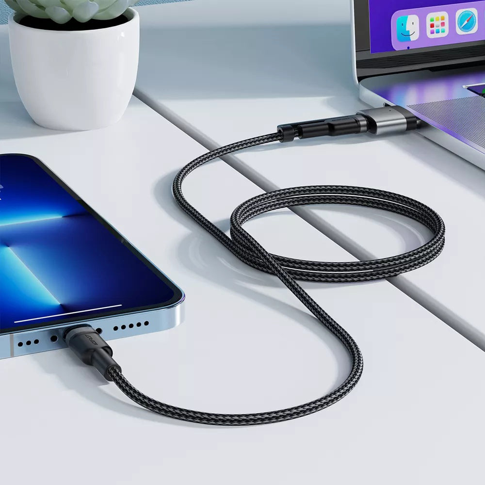 Acefast Ladekabel, USB-C - USB-C / MagSafe 3, 240W, 1.2m, Schwarz