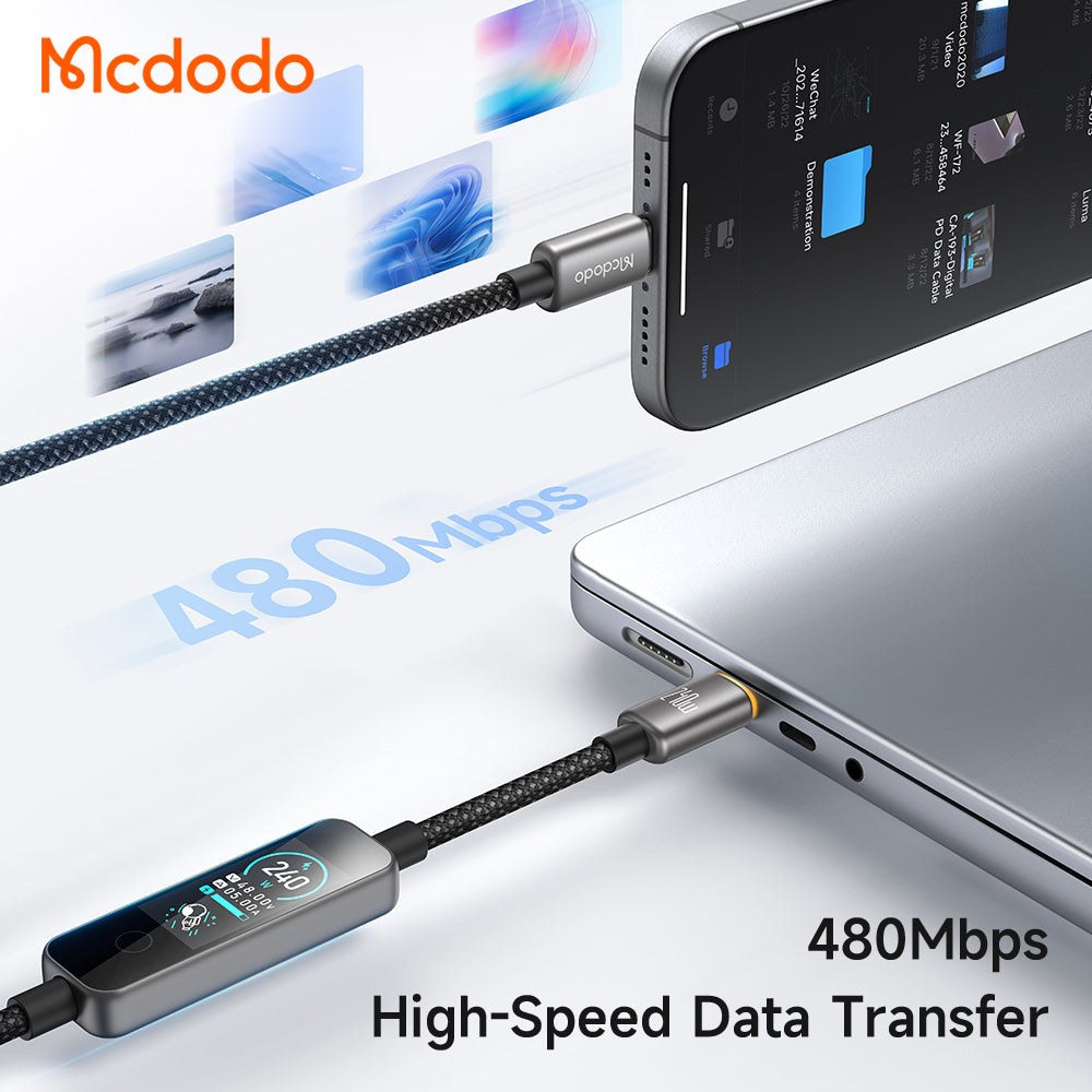 Cavo Dati e Ricarica USB-C - USB-C McDodo CA-8750 Display, 240W, 1,2m, Nero