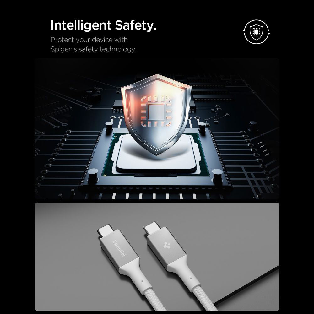 Câble de Données et de Charge USB-C - USB-C Spigen EB10010CC, 100W, 1m, Blanc