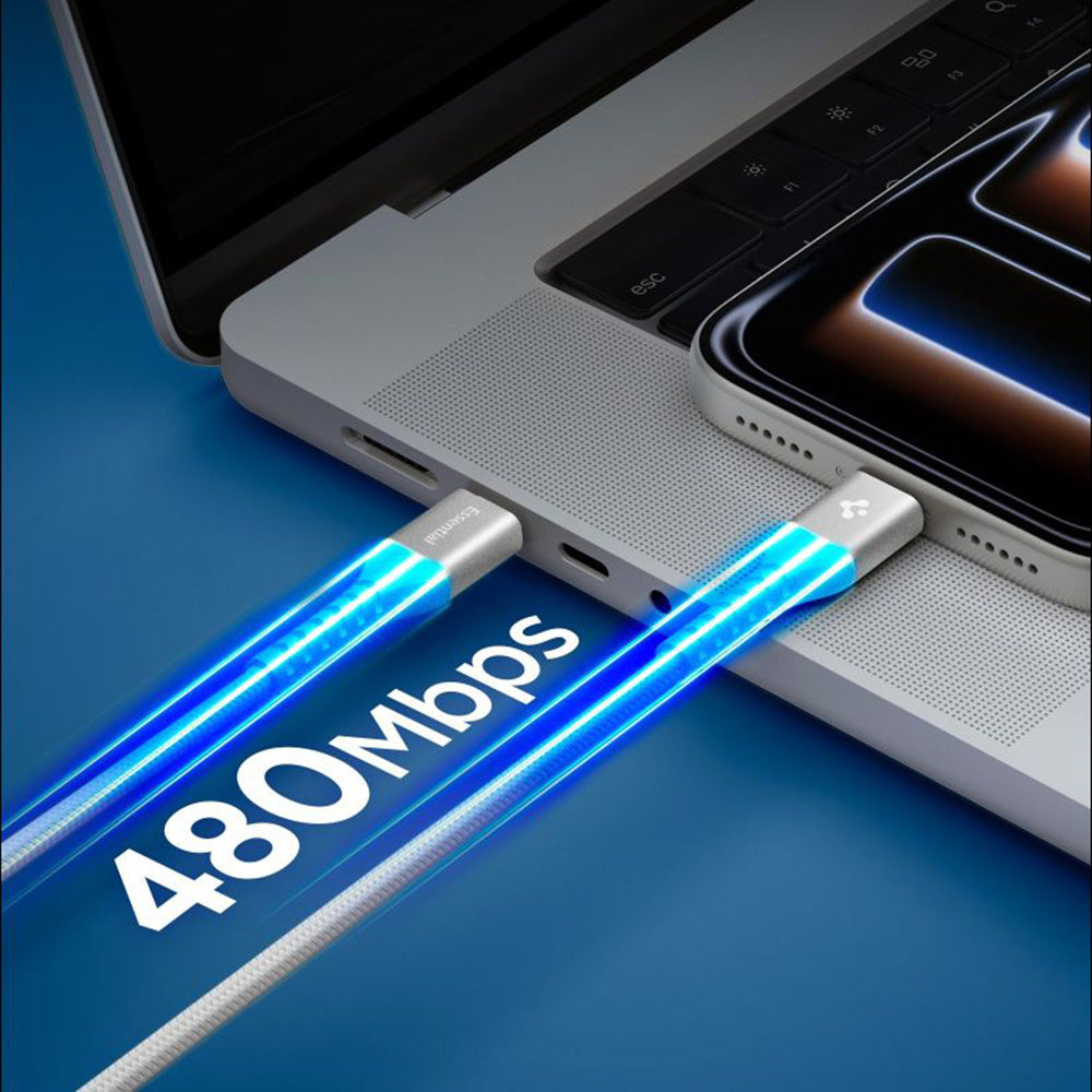 Câble de Données et de Charge USB-C - USB-C Spigen EB10010CCA, 100W, 1m, Blanc ACA11102