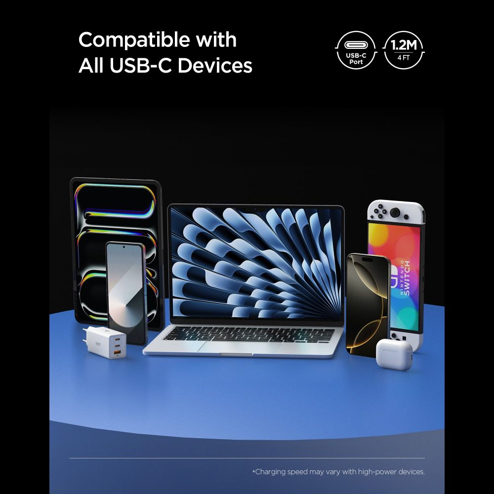 Câble de Données et de Charge USB-C - USB-C Spigen EB24012CC, 240W, 1.2m, Noir