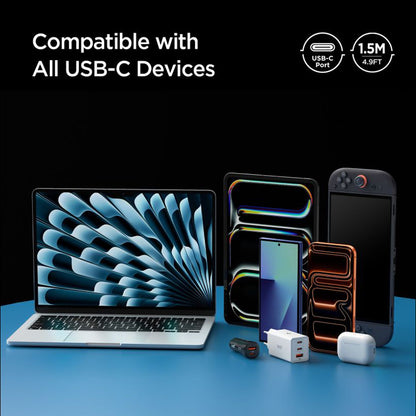 Daten- und Ladekabel USB-C - USB-C Spigen EB24015CC, 240W, 1,5m, Schwarz ACA10423