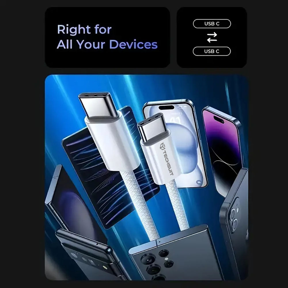 Cavo Dati e Ricarica USB-C - USB-C Techsuit PCB114D, 60W, 1m, Rosa