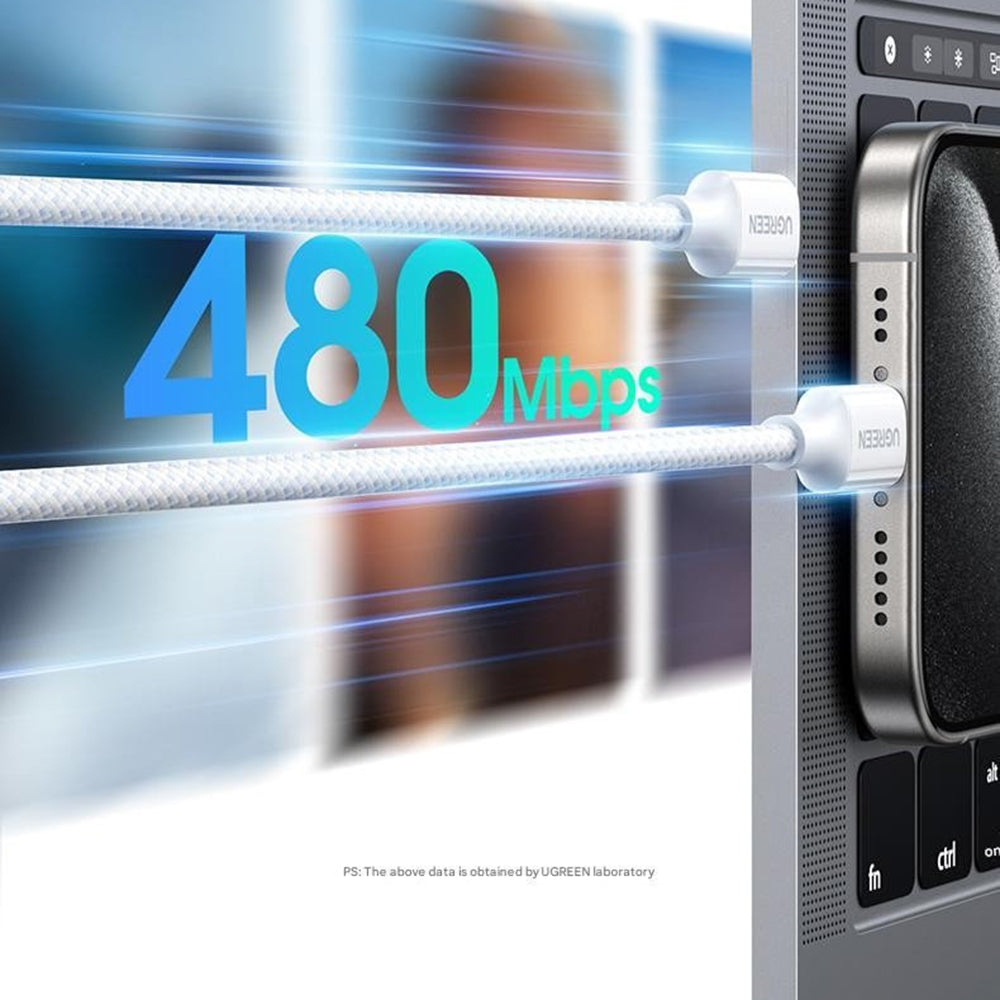 USB-C Daten- und Ladekabel - USB-C UGREEN L501, 60W, 1m, Weiß