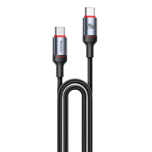 USB-C Daten- und Ladekabel - USB-C Yesido CA186, 240W, 2m, Schwarz