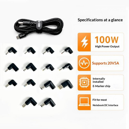 Câble de charge OEM, 2m, 14 en 1, Noir