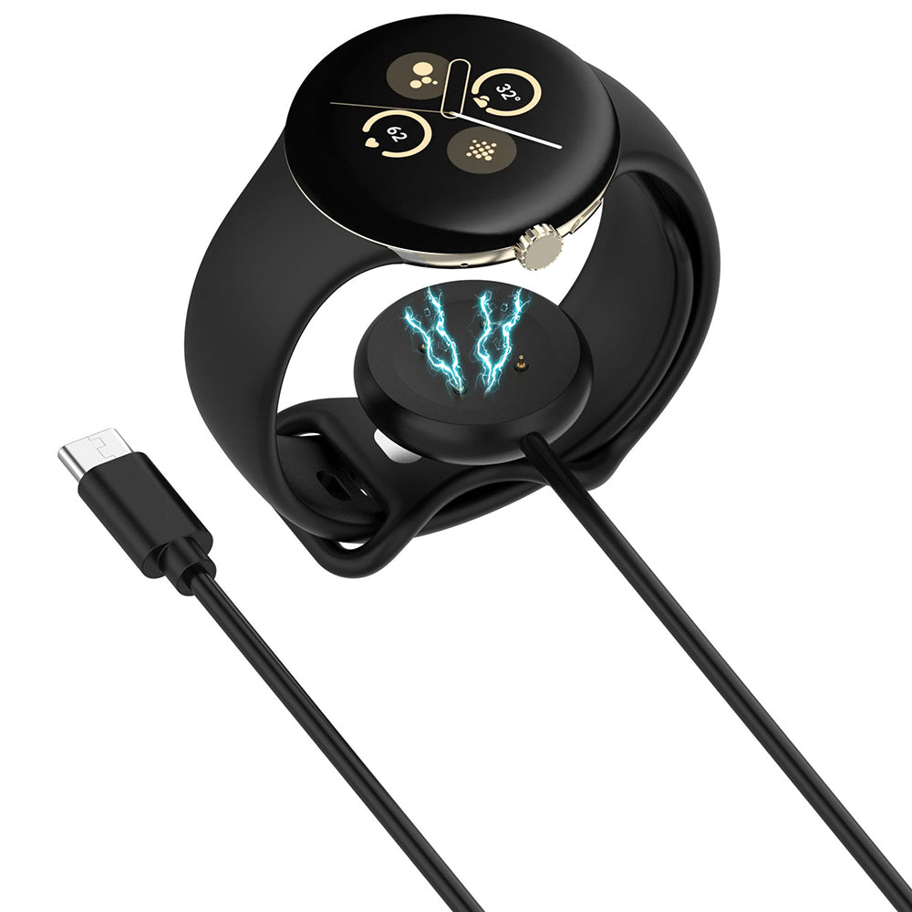 Câble de Chargement Techsuit THC5 pour Google Pixel Watch 3 45mm / Watch 3 41mm, USB-C, Noir