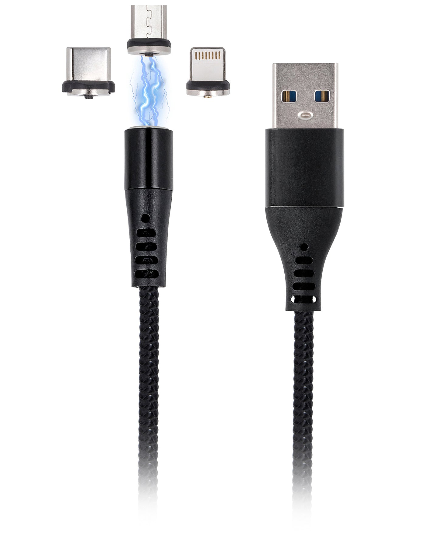 Câble de données et de charge USB-A - Lightning / microUSB / USB-C MaXlife MXUC-02-2 3en1, 18W, 1m, Noir