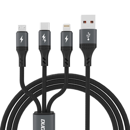 USB-A-Ladekabel - Lightning / microUSB / USB-C Dudao L3E 3in1, 60W, 1,2m, Schwarz