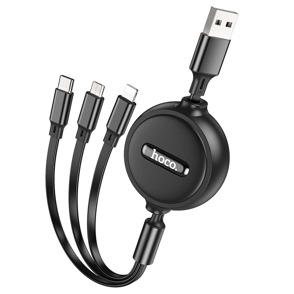 Ladekabel USB-A - Lightning / microUSB / USB-C HOCO X75 3in1, 18W, 1m, Schwarz