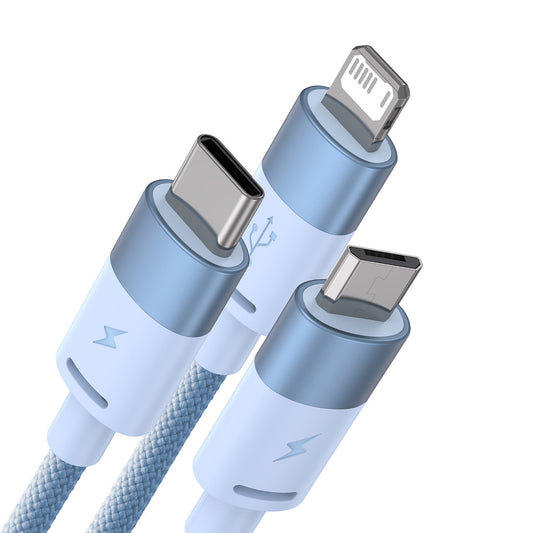 Câble de Chargement USB-A - Lightning / microUSB / USB-C Baseus StarSpeed 3en1, 20W, 1.2m, Bleu CAXS000017