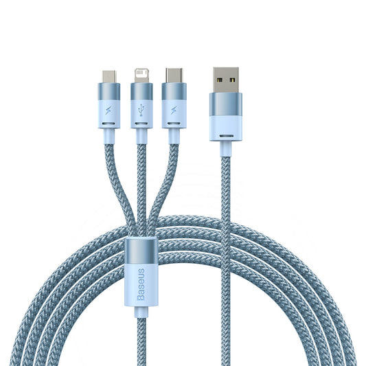 Câble de Chargement USB-A - Lightning / microUSB / USB-C Baseus StarSpeed 3en1, 20W, 1.2m, Bleu CAXS000017