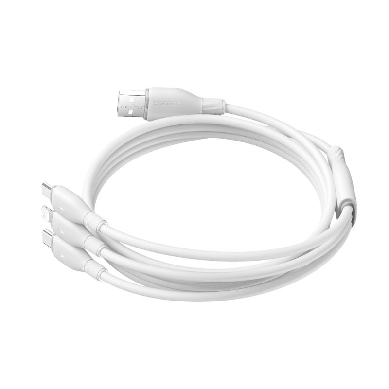Câble de charge USB-A - Lightning / microUSB / USB-C Baseus Ultra Fast 3en1, 18W, 1,3m, Blanc P10376303211-00