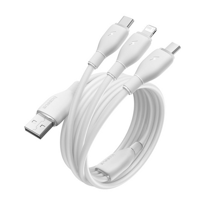 Câble de charge USB-A - Lightning / microUSB / USB-C Baseus Ultra Fast 3en1, 18W, 1,3m, Blanc P10376303211-00