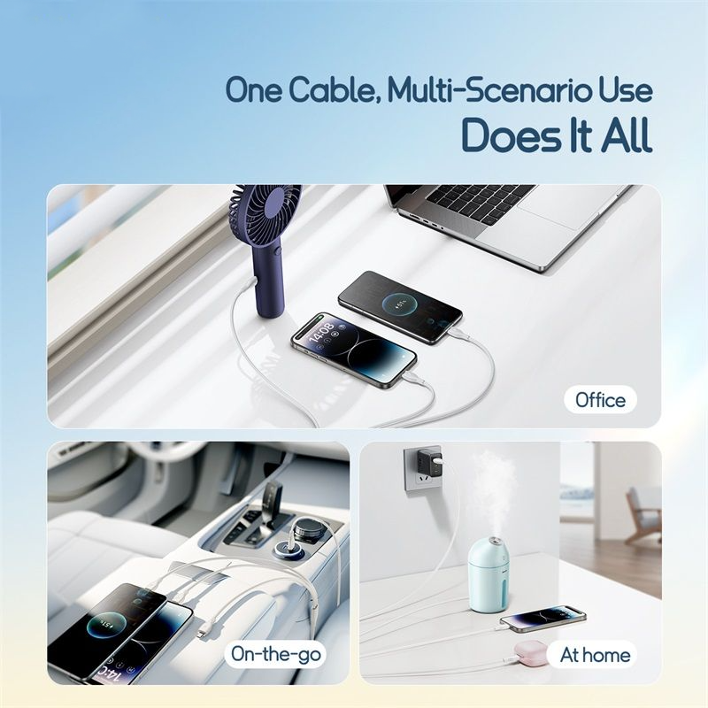 Câble de charge USB-A - Lightning / microUSB / USB-C Baseus Ultra Fast 3en1, 18W, 1,3m, Blanc P10376303211-00