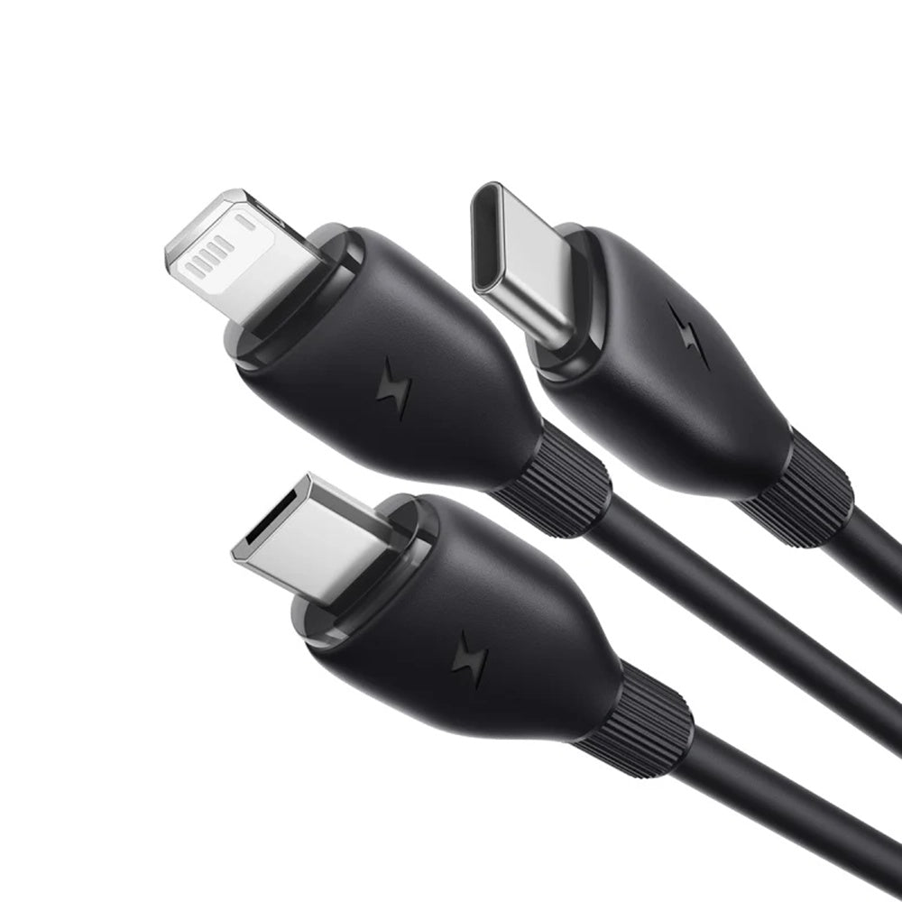 Câble de Chargement USB-A - Lightning / microUSB / USB-C Baseus Ultra Rapide 3en1, 18W, 1.3m, Noir P10376303121-00