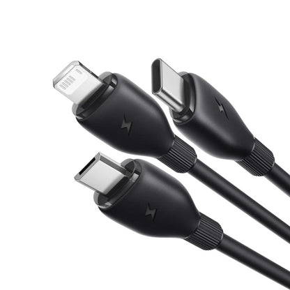 Câble de Chargement USB-A - Lightning / microUSB / USB-C Baseus Ultra Rapide 3en1, 18W, 1.3m, Noir P10376303121-00