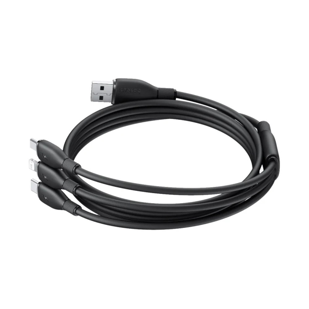 Câble de Chargement USB-A - Lightning / microUSB / USB-C Baseus Ultra Rapide 3en1, 18W, 1.3m, Noir P10376303121-00