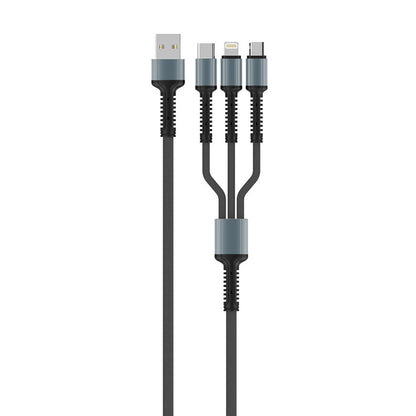 USB-A Ladekabel - Lightning / microUSB / USB-C ColorWay CW-CBU3003, 20W, 1.2m, Grau
