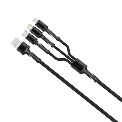 USB-A Ladekabel - Lightning / microUSB / USB-C ColorWay CW-CBU3003, 20W, 1.2m, Grau