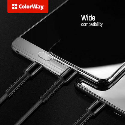 USB-A Ladekabel - Lightning / microUSB / USB-C ColorWay CW-CBU3003, 20W, 1.2m, Grau