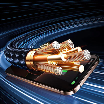 Câble de Chargement USB-A / USB-C - Lightning / 2 x USB-C Baseus Flash Series III 3en1, 100W, 1.5m, Noir P10377800U01-00