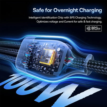 Câble de Chargement USB-A / USB-C - Lightning / 2 x USB-C Baseus Flash Series III 3en1, 100W, 1.5m, Noir P10377800U01-00