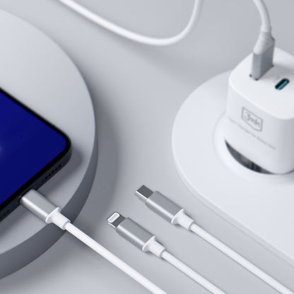 Câble de Chargement USB-A / USB-C - Lightning / microUSB / USB-C 3MK Hyper 3in1, 12W, 1.5m, Blanc