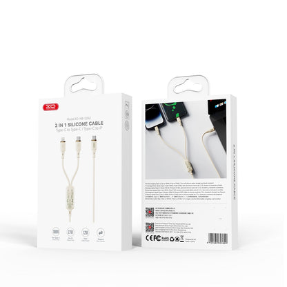 USB-C - Lightning / USB-C Ladekabel XO Design NB-Q262 2in1, 100W, 1.2m, Beige